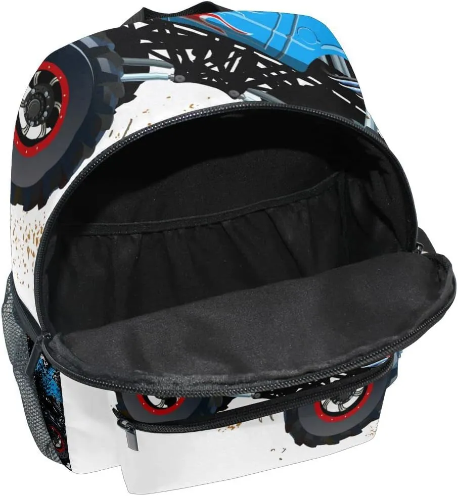 Fisyme Toddler Backpack Cartoon Monster Truck School Bag Kids Backpacks for Kindergarten Preschool Nursery Girl Boys, M