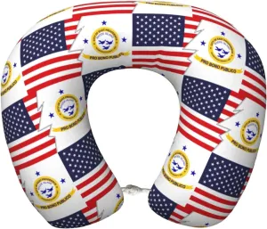 Flag of East Providence, Rhode Island and America Neck Pillow Memory Foam U-Shaped Travel Neck Pillow for Airplanes Car Home