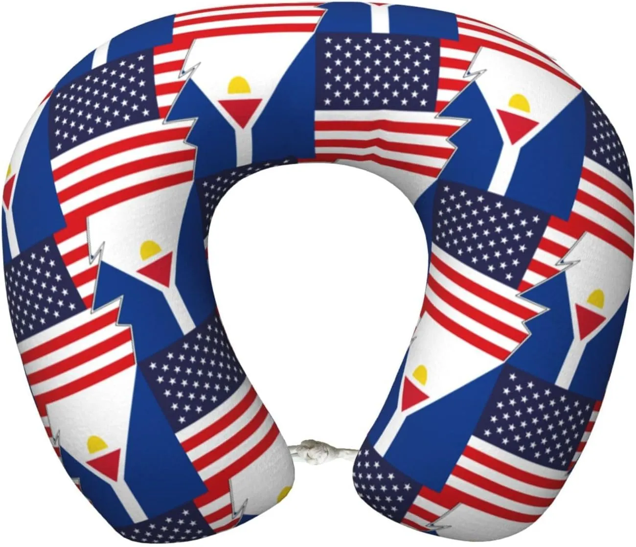 Flag of Saint-Martin (Fictional) and America Neck Pillow Memory Foam U-Shaped Travel Neck Pillow for Airplanes Car Home