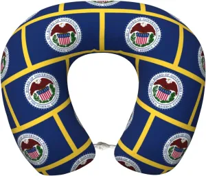 Flag of The United States Federal Reserve Neck Pillow Memory Foam U-Shaped Travel Neck Pillow for Airplanes Car Home