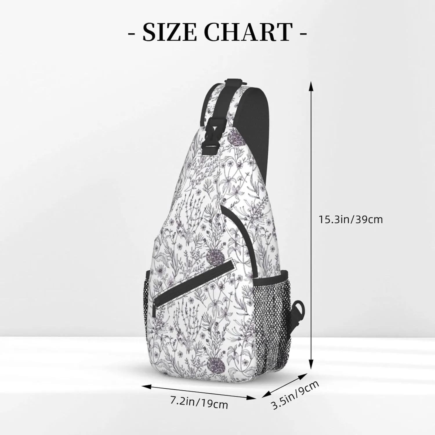 Flowering Herbs And Herbaceous Plants Stylish Oblique Chest Pack, Leisure Backpack, Small Satchel, For Travel, Work, Daily Travel