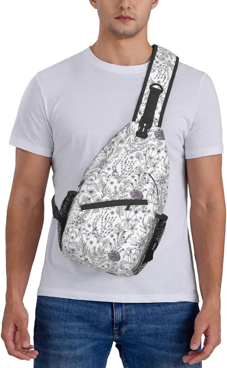 Flowering Herbs And Herbaceous Plants Stylish Oblique Chest Pack, Leisure Backpack, Small Satchel, For Travel, Work, Daily Travel