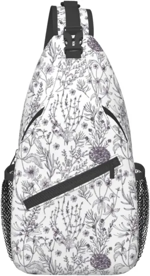 Flowering Herbs And Herbaceous Plants Stylish Oblique Chest Pack, Leisure Backpack, Small Satchel, For Travel, Work, Daily Travel