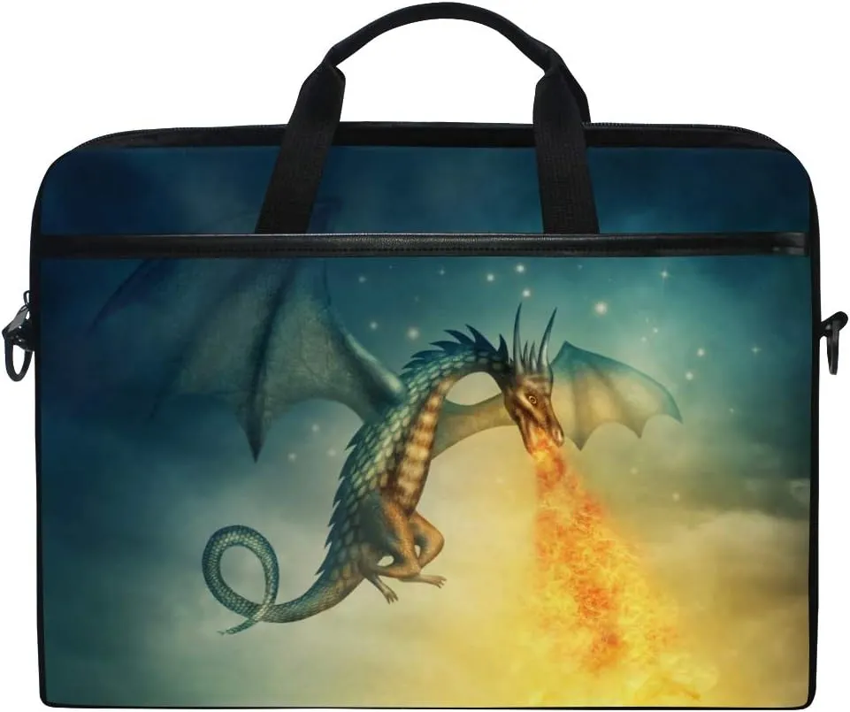 Flying Fantasy Spitfire Dragon Laptop Case Bag Sleeve Portable/Crossbody Messenger Briefcase Convertible w/Strap Pocket for MacBook Air/Pro Surface Dell ASUS hp Lenovo 15-15.4 inch