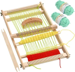FOCCTS Wooden Multi-Craft Weaving Loom Large Frame 9.84 x 15.35 x 1.3inch, Tapestry Loom Wooden Weaving Loom Creative DIY Weaving Art for Kids, Beginners and Expertsrt