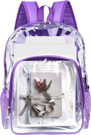 Fomaris Purple Clear Backpack Clear Bookbag Transparent See Through Plastic Backpacks for School Stadium Work Festival