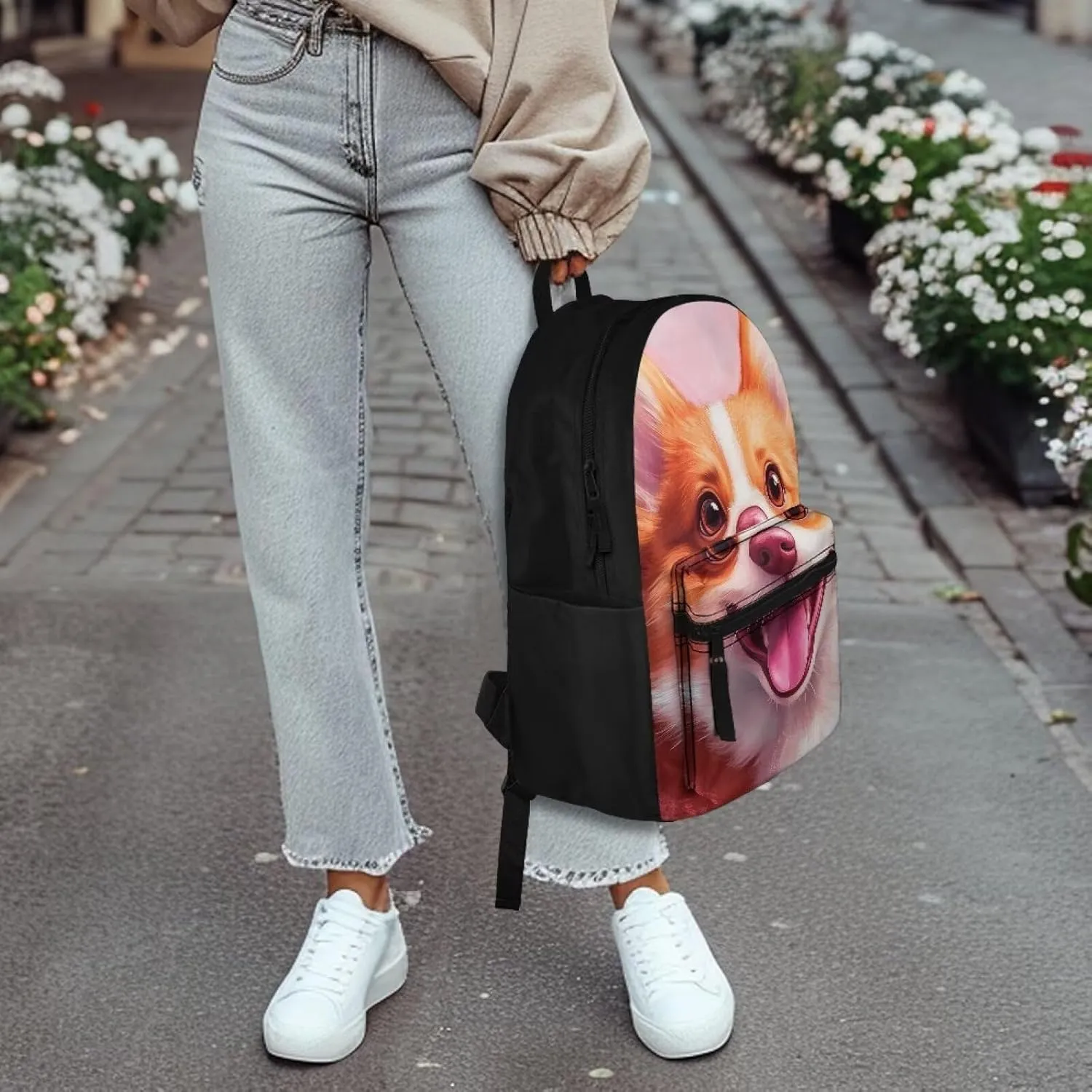FOR U DESIGNS Cute Girl Backpacks Kindergarten Bookbag for School Book Bag Kawaii Corgi School Backpack for First Grade Girls 15 Inch Casual Travel Rucksack Pink