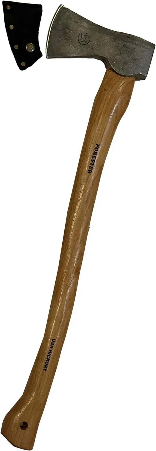 FORESTER Woodman 24in Wood Cutting Axe with Sheath - Multipurpose Axe with Hickory Handle for Wood Splitting and Chopping - Hand Forged Swedish Steel
