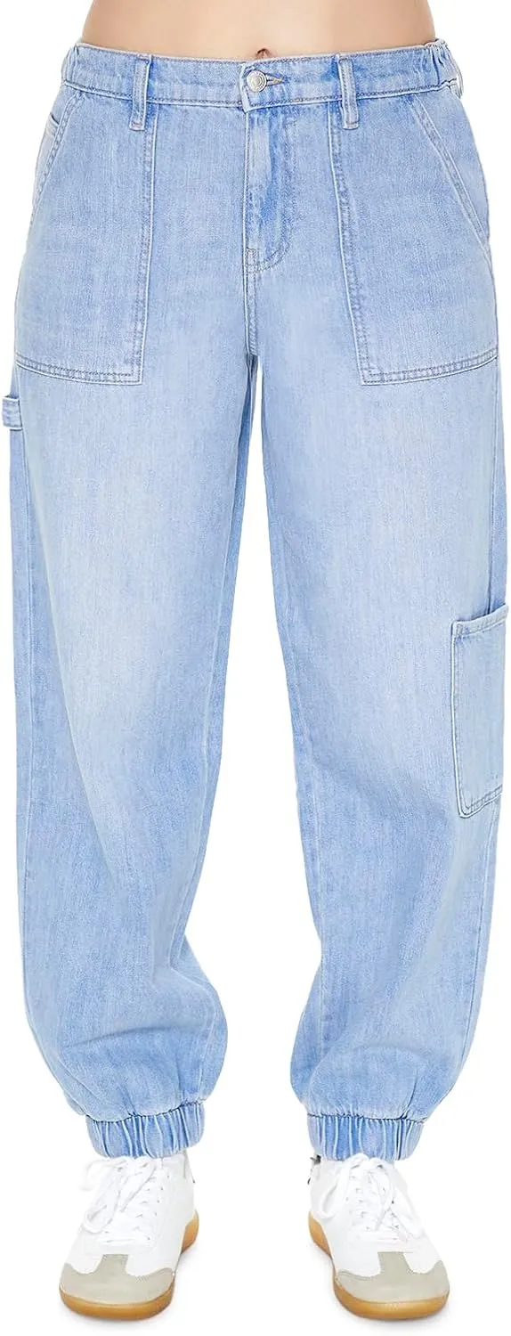 Forever 21 Women's Denim Utility Cargo Joggers
