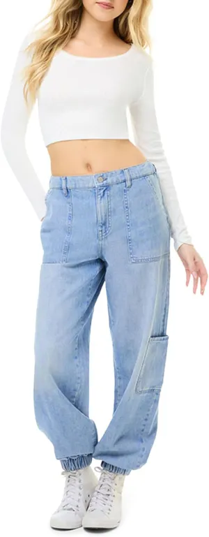 Forever 21 Women's Denim Utility Cargo Joggers