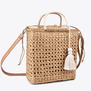 Fringed wooden handle bag