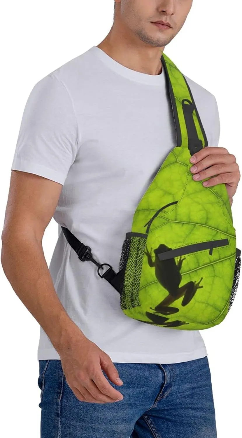 Frog Sling Bag Cute Crossbody Chest Daypack Casual Backpack Animal Shoulder Bag For Travel Picnic