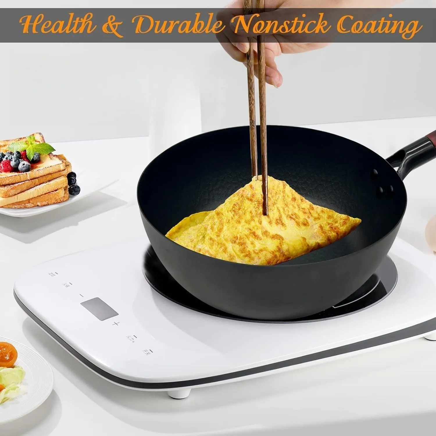 Frying Pan with Lid Skillet Nonstick 10 inch Wok Pan Woks and Stir Fry Pans for Electric,Induction and Gas Stoves