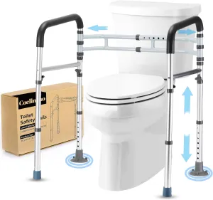 FSA/HSA Eligible Toilet Safety Rail - Adjustable Detachable Medical Safety Frame for Elderly & Handicap, Heavy Duty Handles, Fits Most Toilets