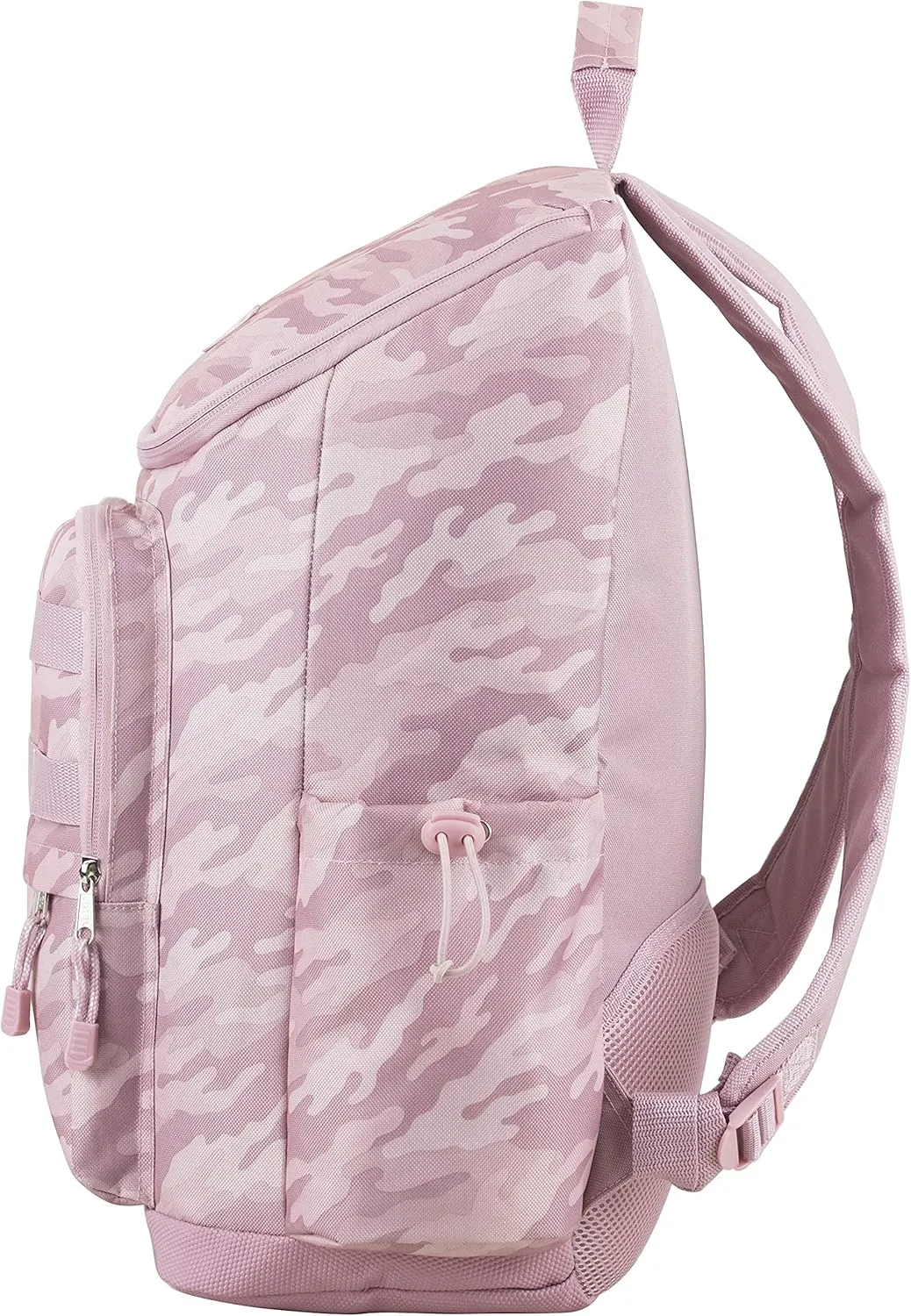 FUEL Multi-Pocket Cargo Travel Backpack Luggage Bag with Top-Loader Entry, Dusty Pink Camo