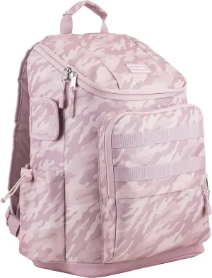 FUEL Multi-Pocket Cargo Travel Backpack Luggage Bag with Top-Loader Entry, Dusty Pink Camo