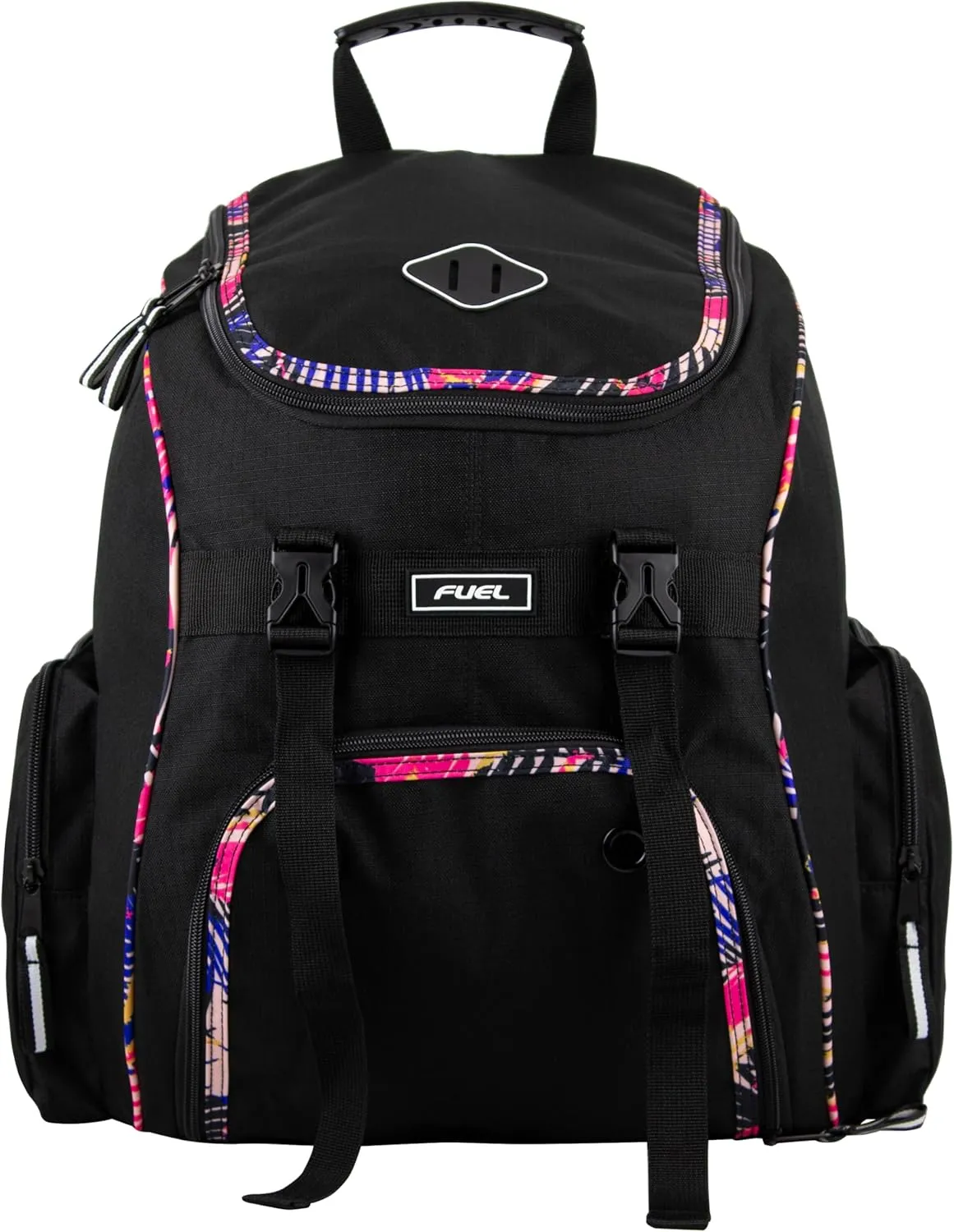 FUEL Oversized Wide Mouth Backpack with Multiple Compartments, Large Storage for Hiking, Work, Classroom, and Traveling - Tropical Trim