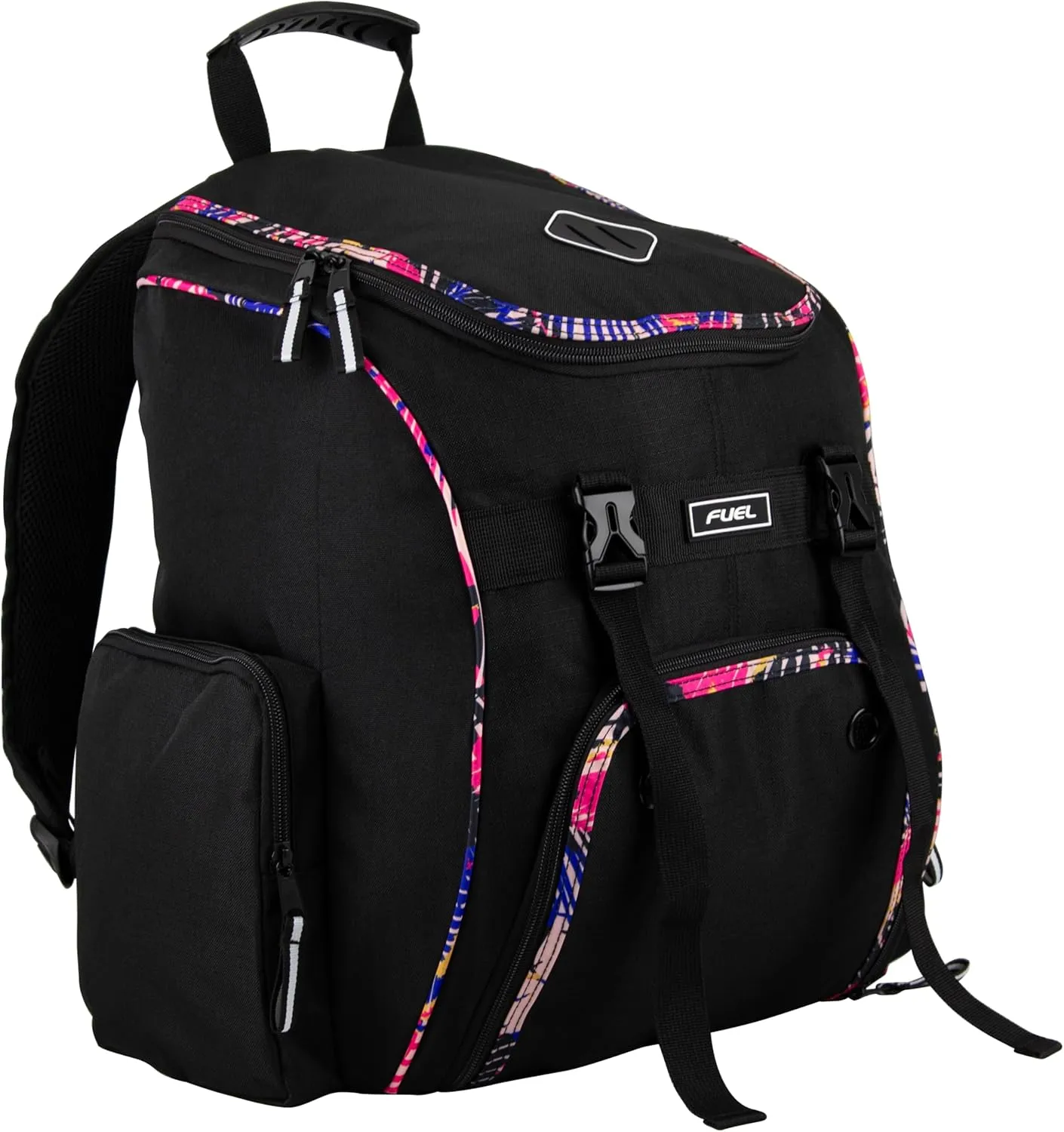 FUEL Oversized Wide Mouth Backpack with Multiple Compartments, Large Storage for Hiking, Work, Classroom, and Traveling - Tropical Trim
