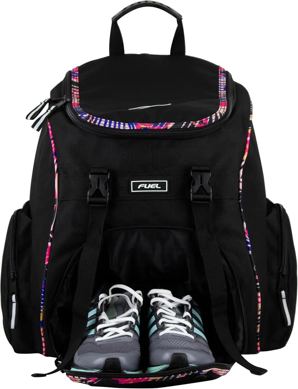 FUEL Oversized Wide Mouth Backpack with Multiple Compartments, Large Storage for Hiking, Work, Classroom, and Traveling - Tropical Trim