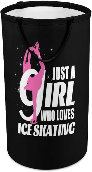 Funny Figure Ice Skating Gifts Large Laundry Basket Laundry Hamper Bag Washing Bin Collapsible Tall With Handles Travel Bathroom