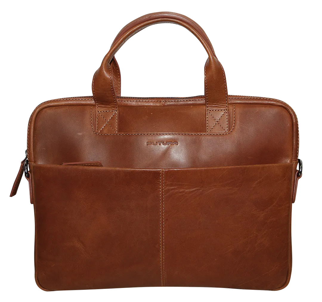 Futura Mens Slimline Laptop Bag Satchel Handbag Handles College - Brown