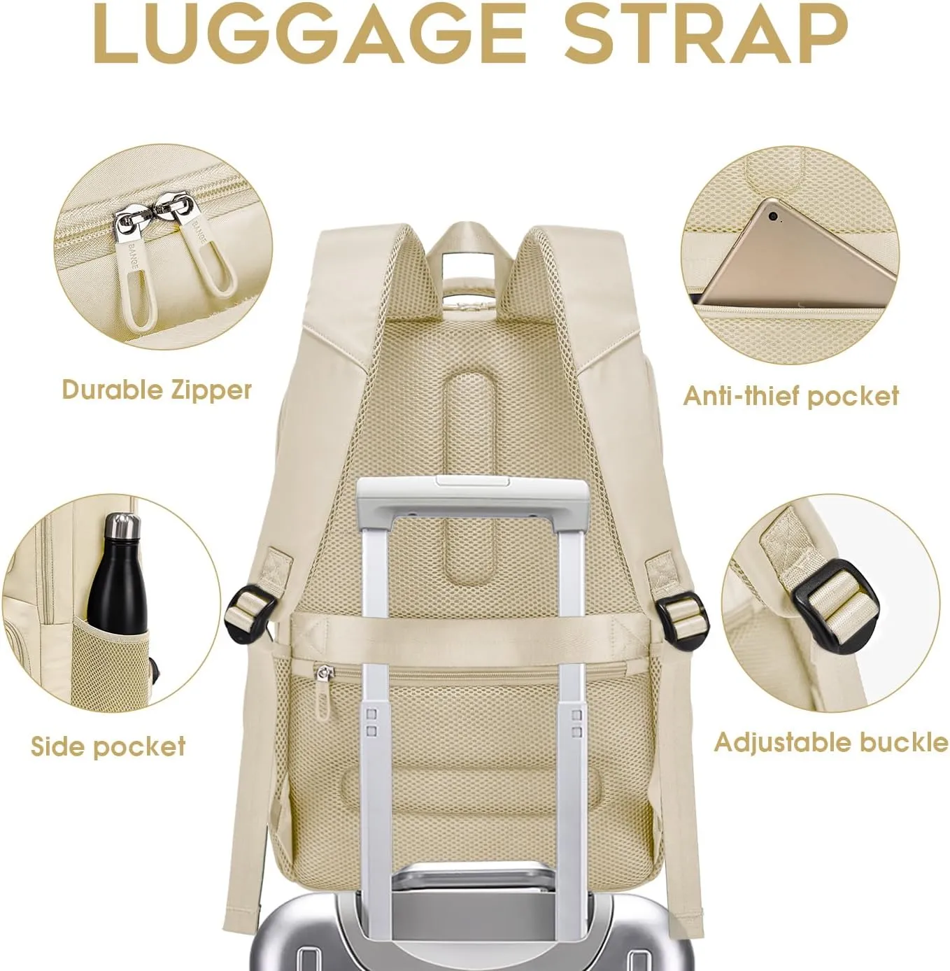 FUTURE AESTHETICS Travel Backpack for Women、men, College Backpack Bag, Hiking Backpack,Waterproof Carry On Backpack Business Backpack (Off white)