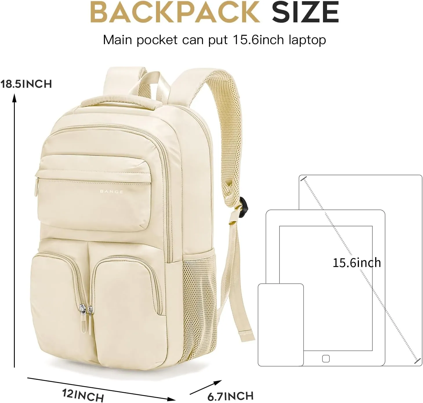 FUTURE AESTHETICS Travel Backpack for Women、men, College Backpack Bag, Hiking Backpack,Waterproof Carry On Backpack Business Backpack (Off white)