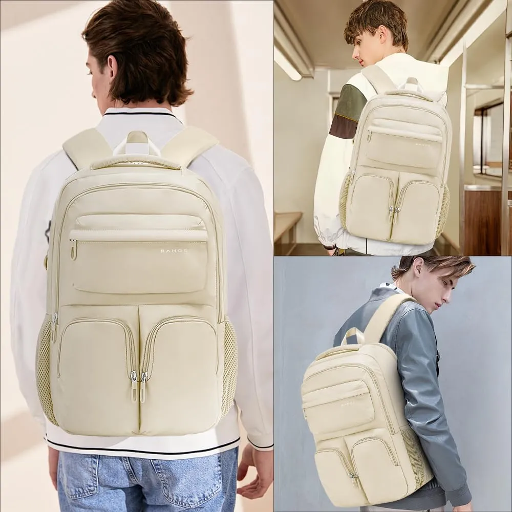 FUTURE AESTHETICS Travel Backpack for Women、men, College Backpack Bag, Hiking Backpack,Waterproof Carry On Backpack Business Backpack (Off white)