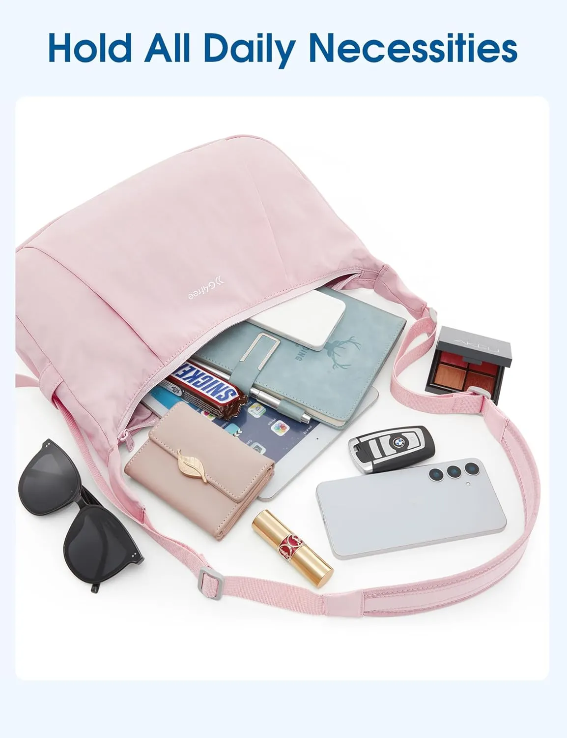 G4Free Crossbody Bag for Women, Casual Hobo Bag Lightweight Shoulder Handbag Fashionable Nylon Crescent Purse