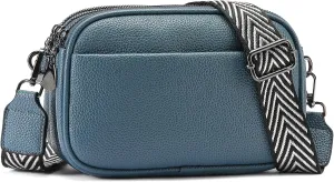 GAEKEAO Small Crossbody Bags for Women Vegan Leather Wide Strap Trendy Design Camera Bag Purse Shoulder Handbag Travel