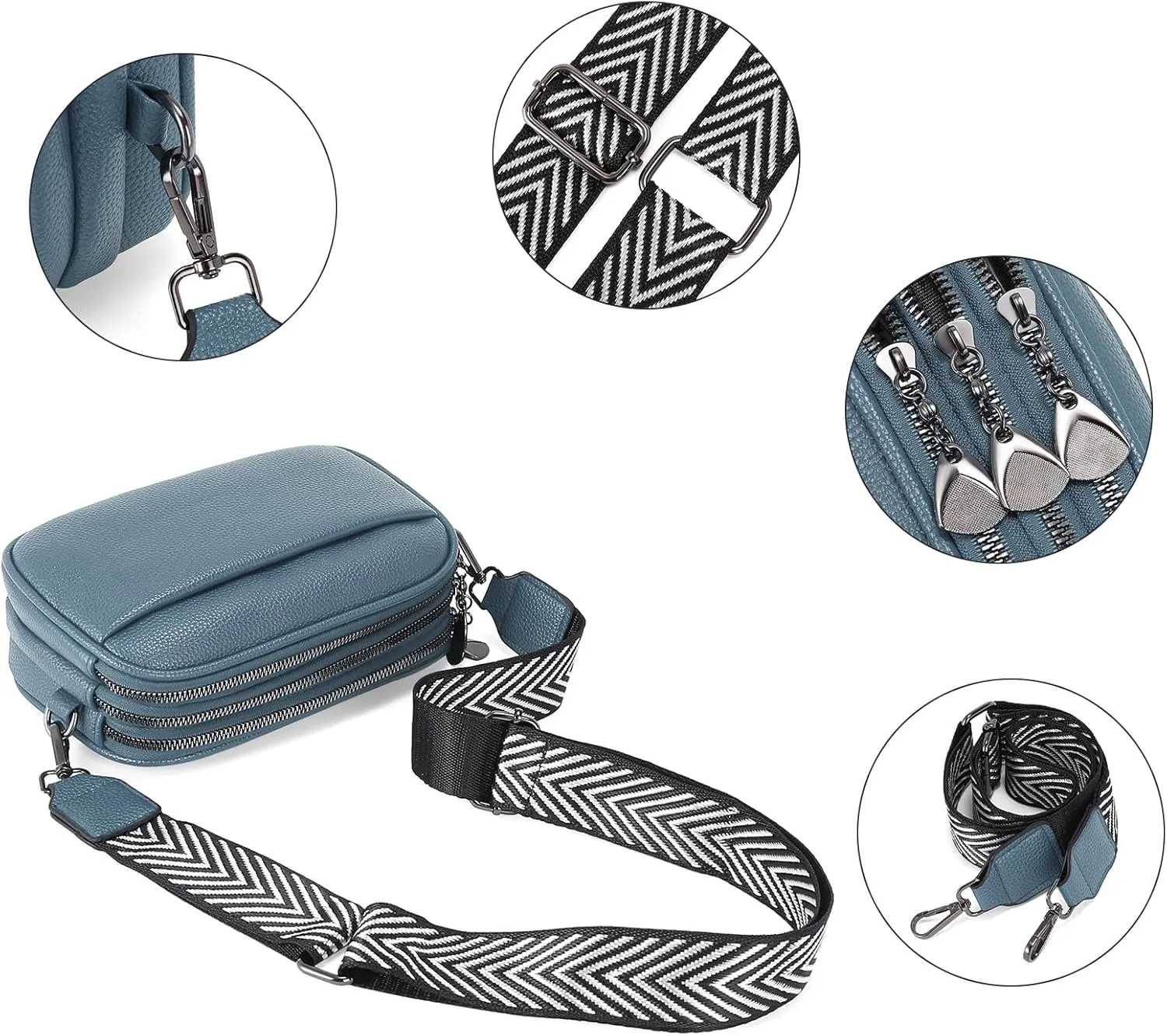 GAEKEAO Small Crossbody Bags for Women Vegan Leather Wide Strap Trendy Design Camera Bag Purse Shoulder Handbag Travel