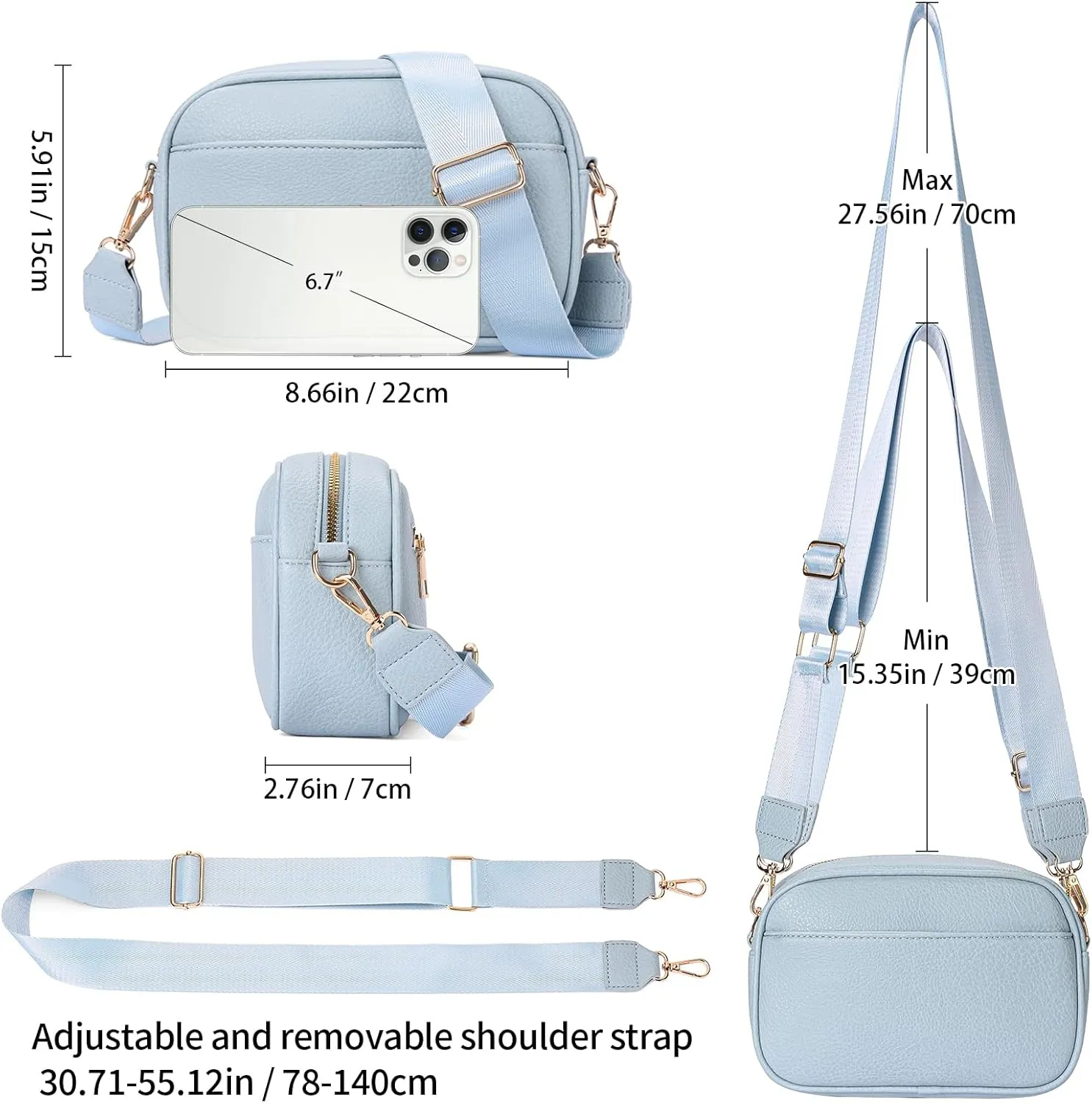 GAEKEAO Small Crossbody Bags for Women Vegan Leather Wide Strap Trendy Design Camera Bag Purse Shoulder Handbag Travel