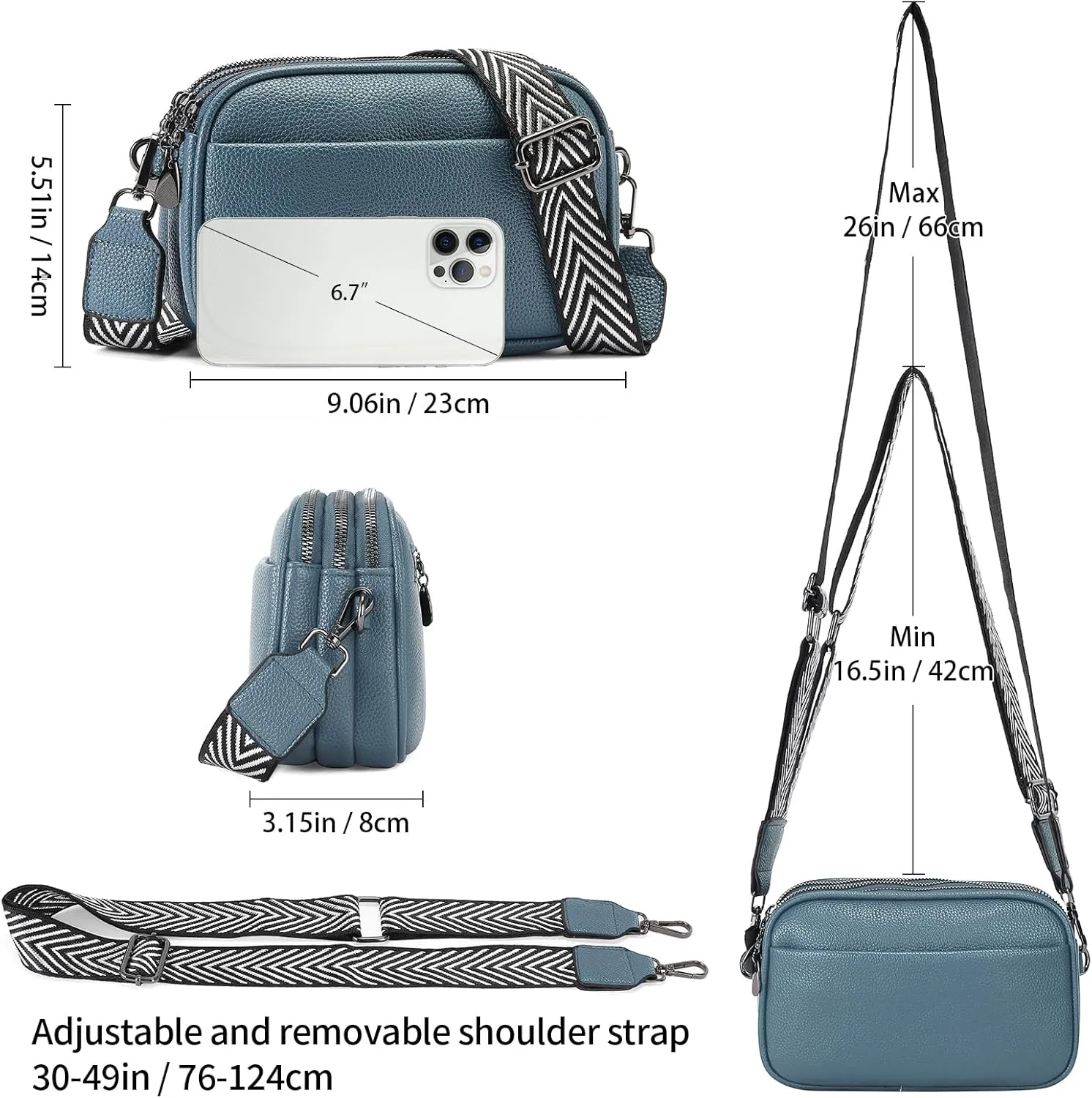 GAEKEAO Small Crossbody Bags for Women Vegan Leather Wide Strap Trendy Design Camera Bag Purse Shoulder Handbag Travel
