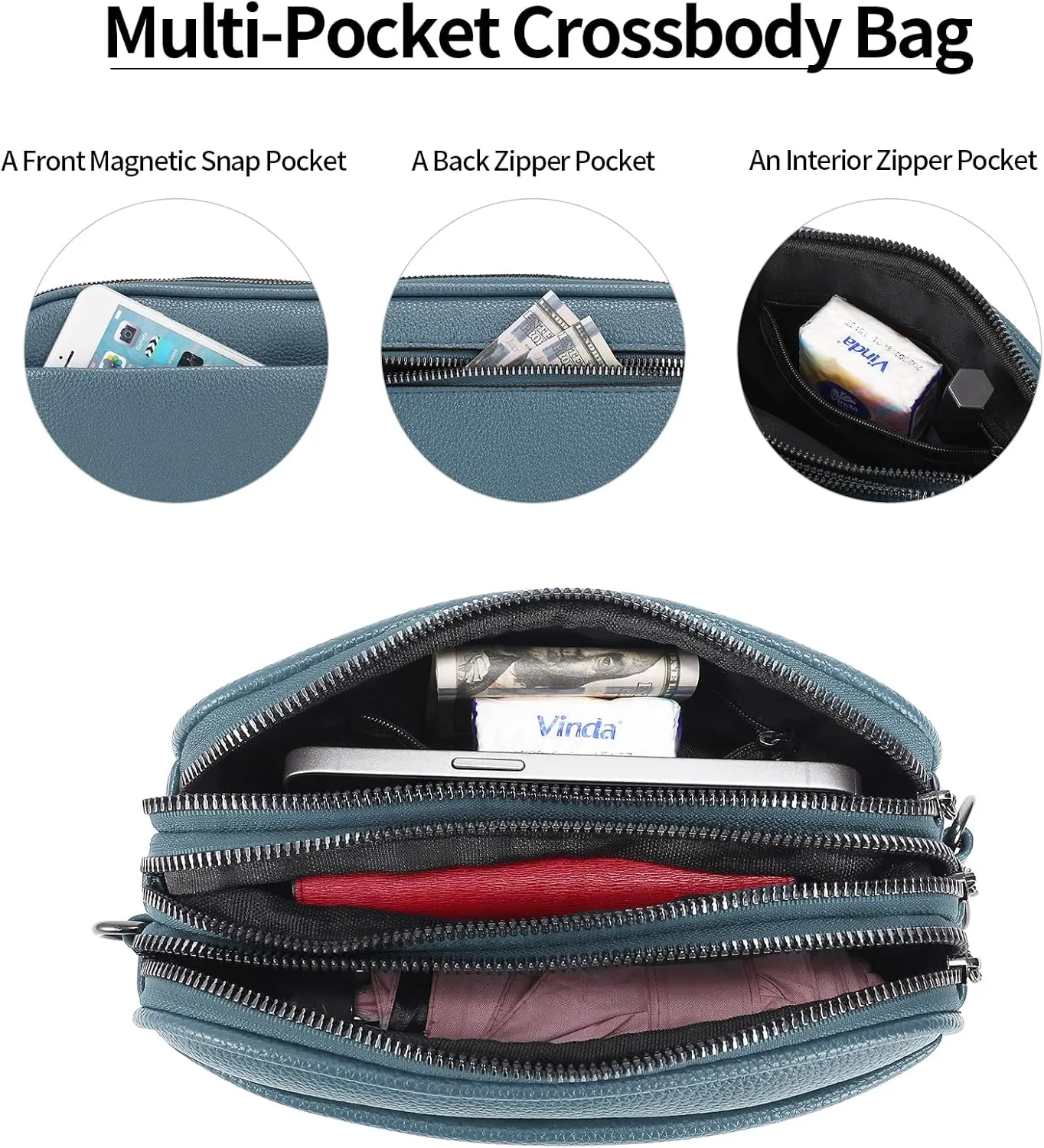 GAEKEAO Small Crossbody Bags for Women Vegan Leather Wide Strap Trendy Design Camera Bag Purse Shoulder Handbag Travel