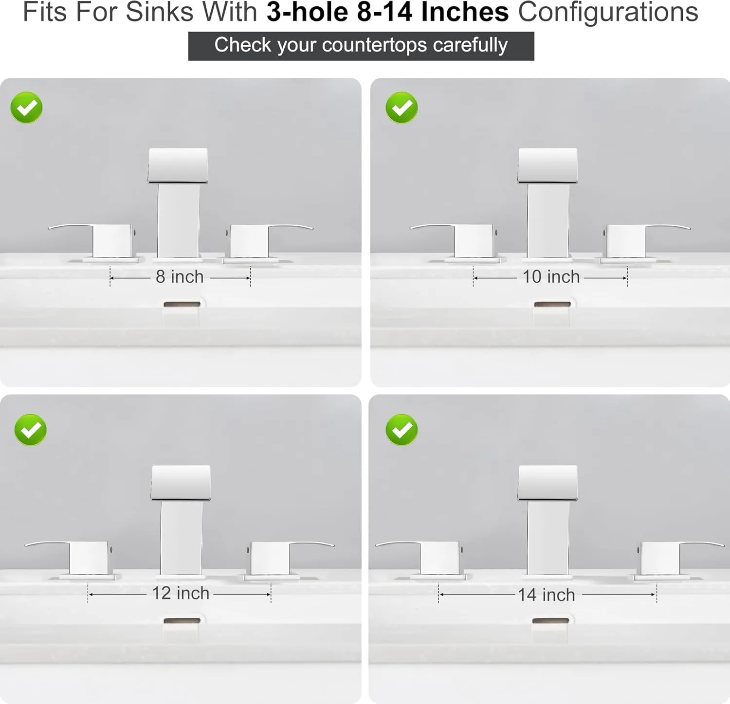 GAGALIFE 8 Inch Waterfall Bathroom Faucets for Sink 3 Hole - Chrome Bathroom Faucet with Pop-up Drain, Widespread Bathroom Sink Faucet 2-Handles, Modern Vanity Faucet with Supply Lines
