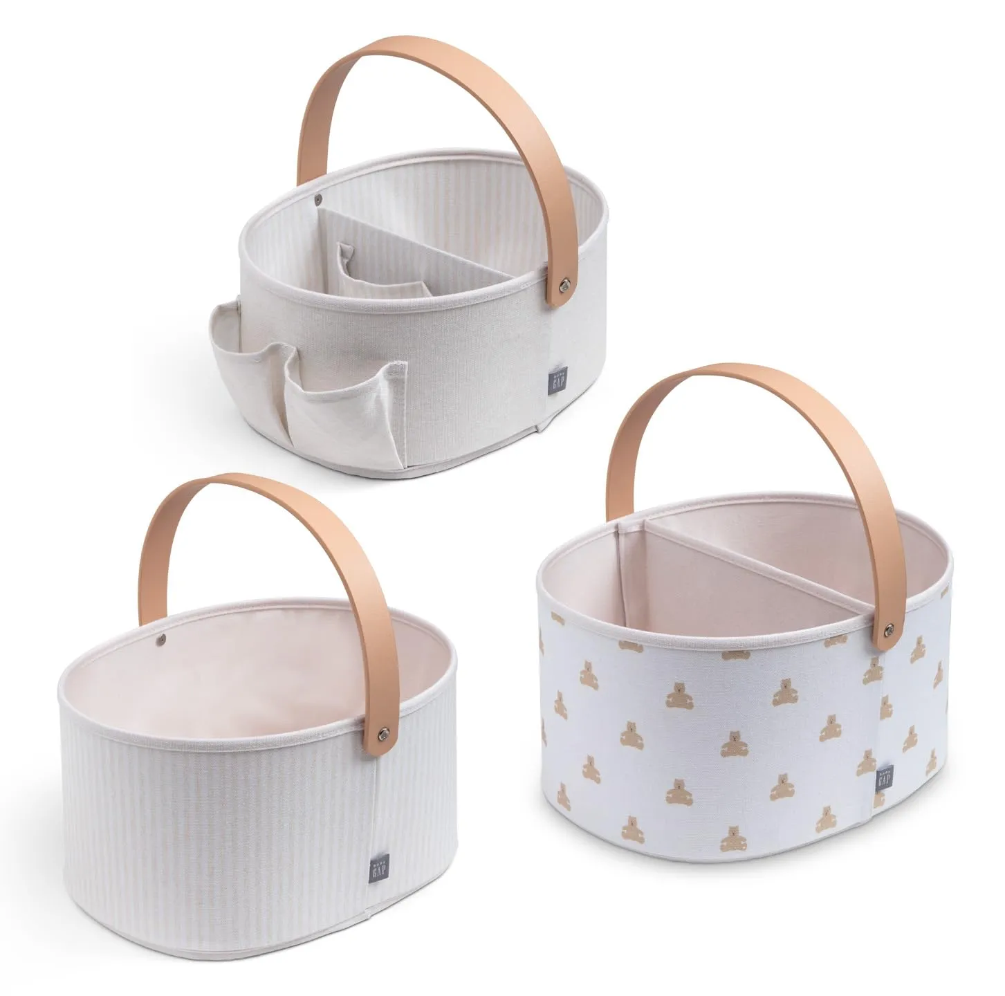 Gap babyGap 3-Pack Nested Fabric Storage Bins with Handles, Tan