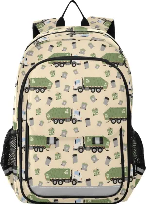 Garbage Truck Pattern Backpack for School Student Laptop Backpack Travel School Bag for Adults Daypack