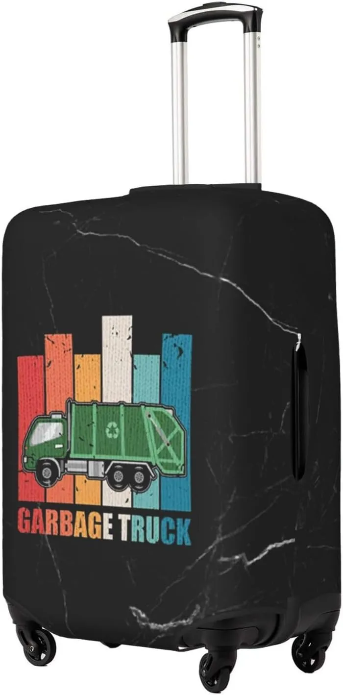 Garbage Truck Trash Luggage Cover Multi Size Travel Luggage Protective Cover, Small, Black
