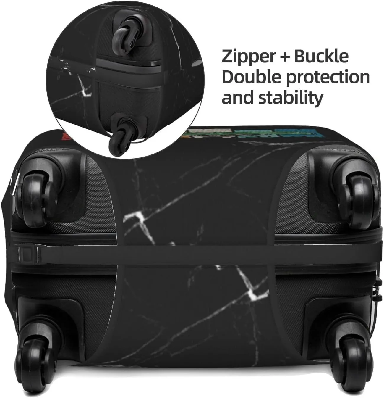 Garbage Truck Trash Luggage Cover Multi Size Travel Luggage Protective Cover, Small, Black