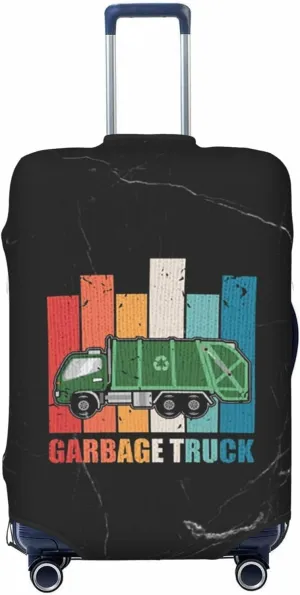 Garbage Truck Trash Luggage Cover Multi Size Travel Luggage Protective Cover, Small, Black