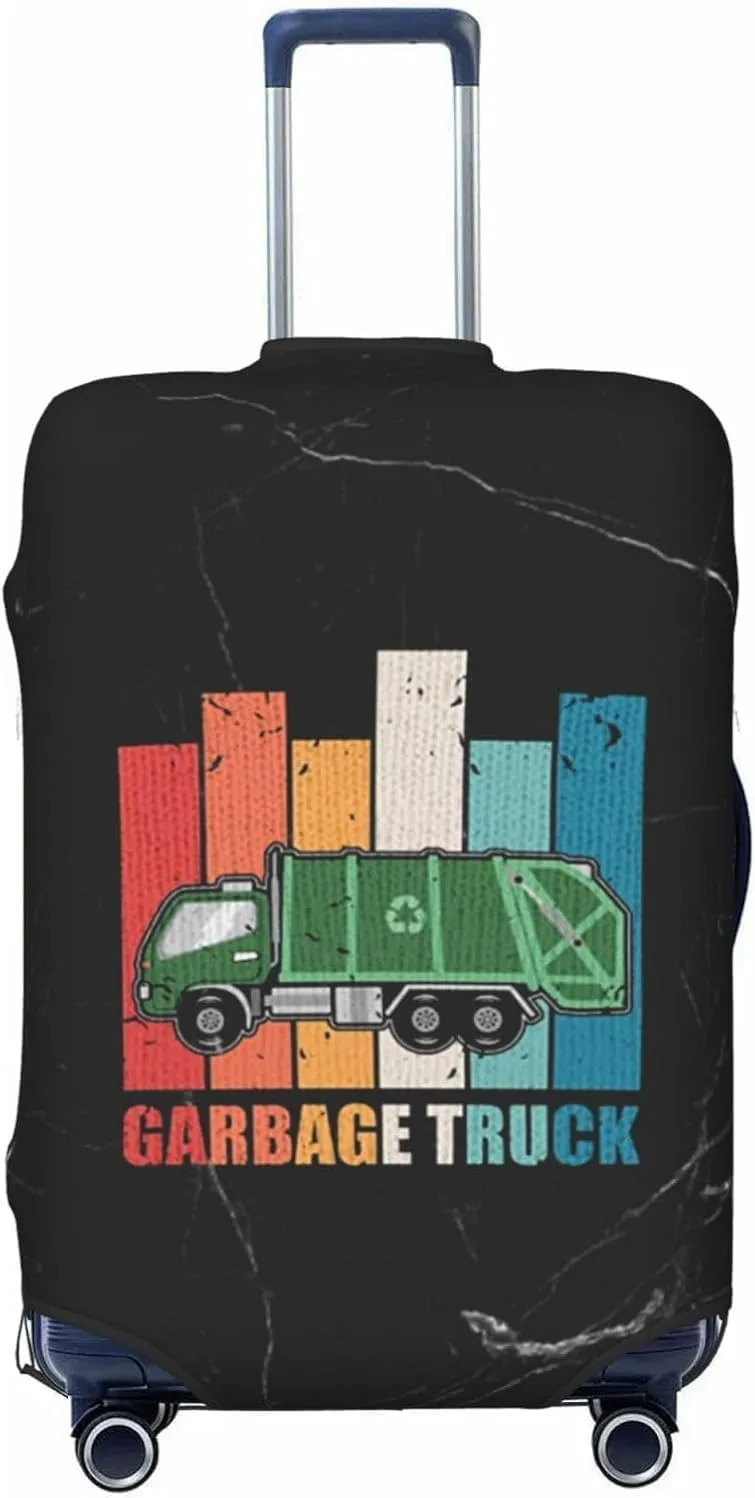Garbage Truck Trash Luggage Cover Multi Size Travel Luggage Protective Cover, Small, Black