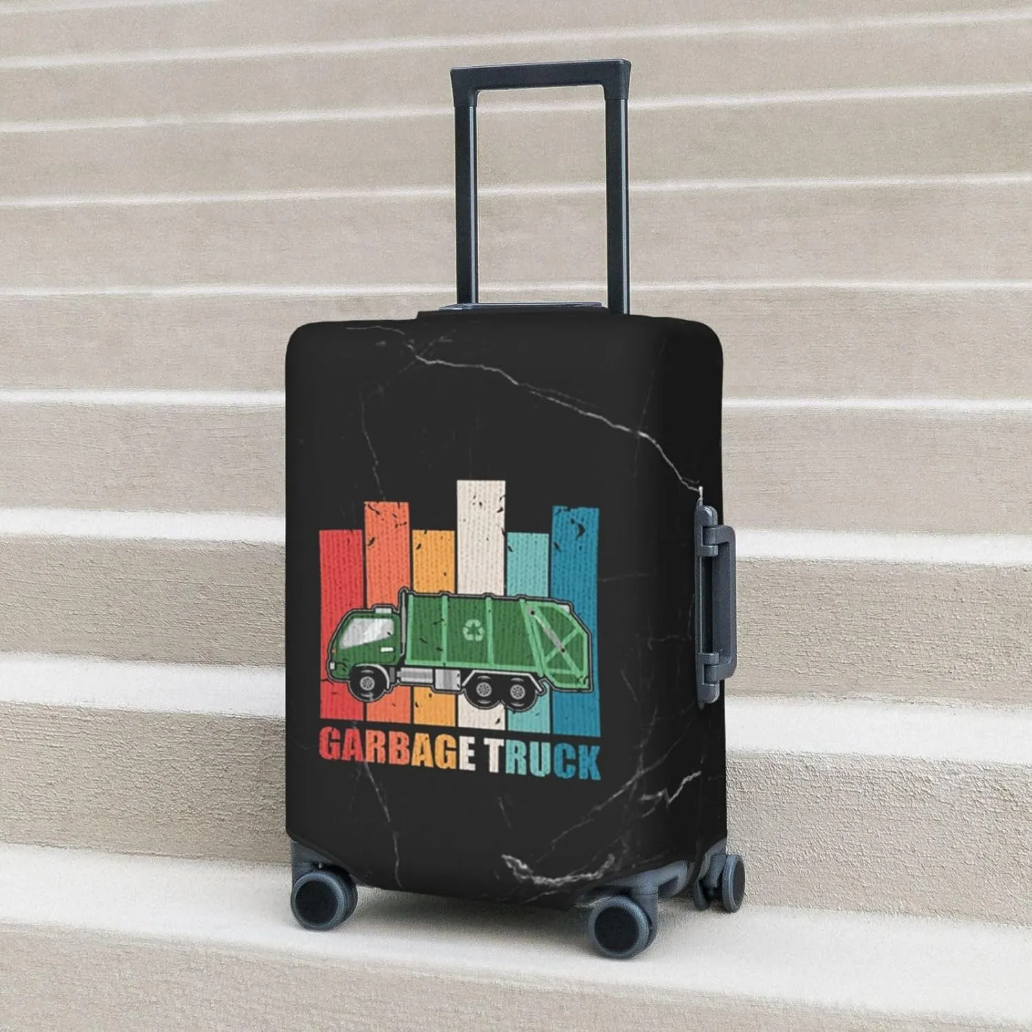 Garbage Truck Trash Luggage Cover Multi Size Travel Luggage Protective Cover, Small, Black