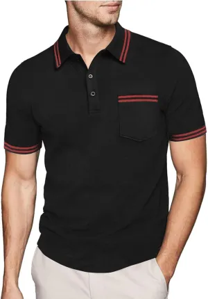 GEEK LIGHTING Men's Pocket Polo Shirts Short Sleeve Business Casual Reguar Fit Collared Pique T-Shirts