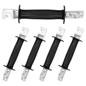Geelin 5 Pcs Heavy Duty Electric Gate Handles Rubber Insulated Gate Handle Black Electric Fence Insulators with Spring for Farm Commercial Residential