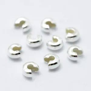 Gelirda 50Pcs Sterling Silver Crimp Knot Beads Cover 4mm Half Round Open Crimp Beads for Jewelry Making Jump Rings