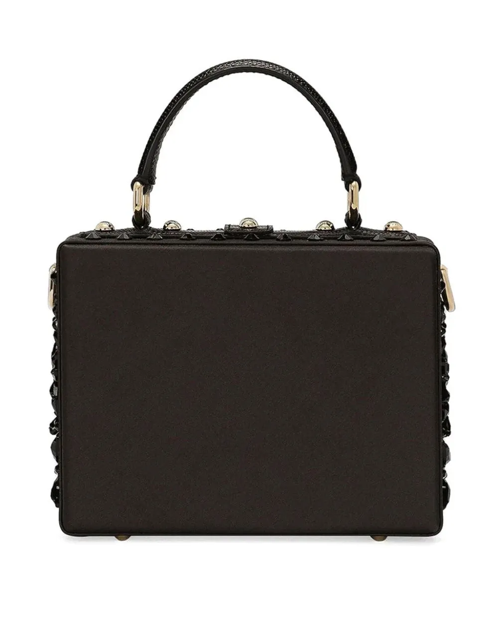 Gemstone-Embellished Box Bag in Black