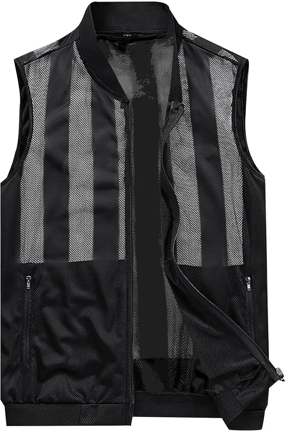 Generic Men's Summer Thin Casual Sports Standing Collar Vest Breathable Skin Mesh Fishing Vest with Pocket