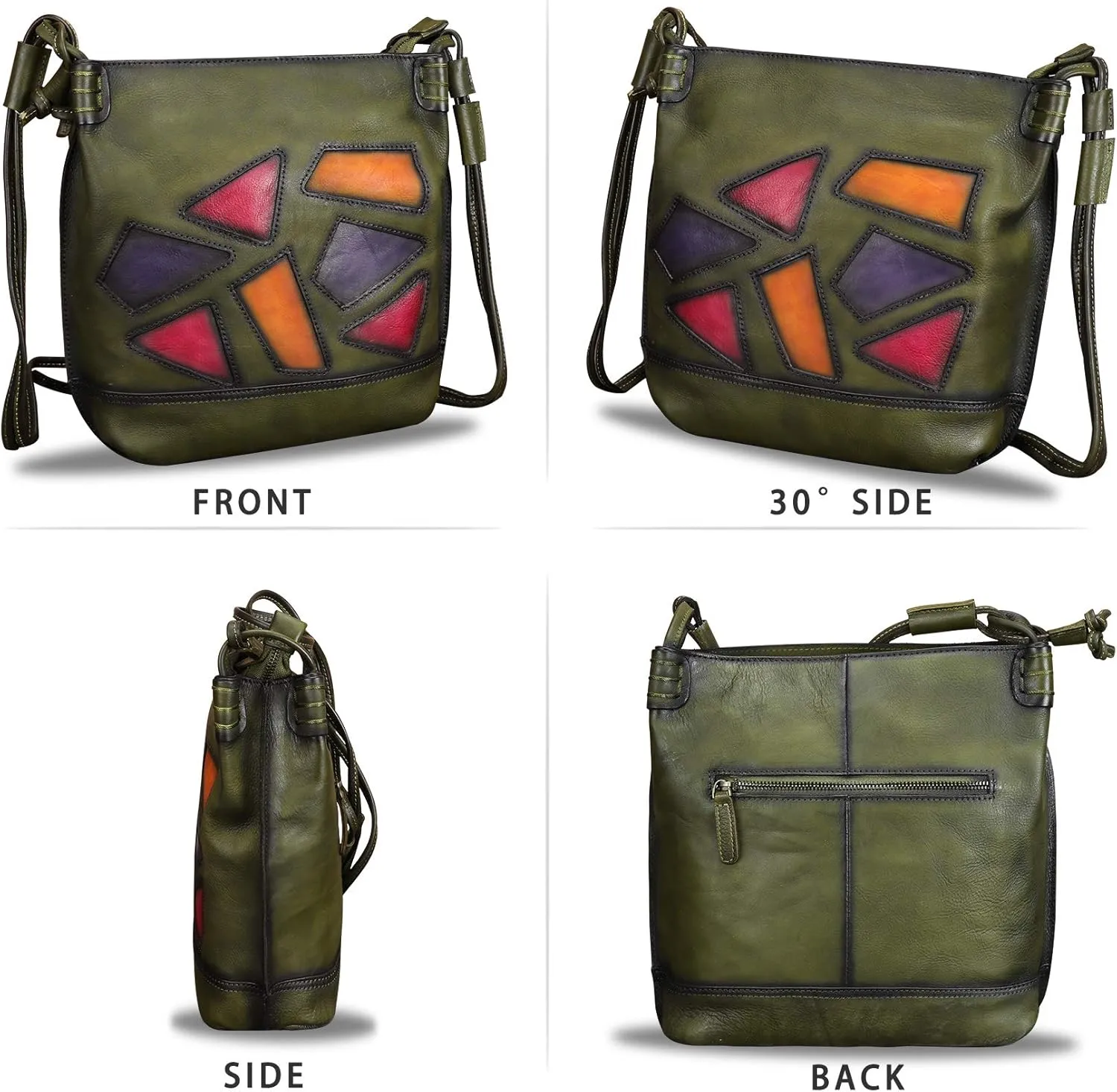 Genuine Leather Crossbody Purses for Women Satchel Purses Vintage Handmade Shoulder Bag Cowhide Handbags