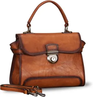 Genuine Leather Purses and Handbags for Women Vintage Real Leather Shoulder Bag Crossbody Purses Satchel Bag with Strap