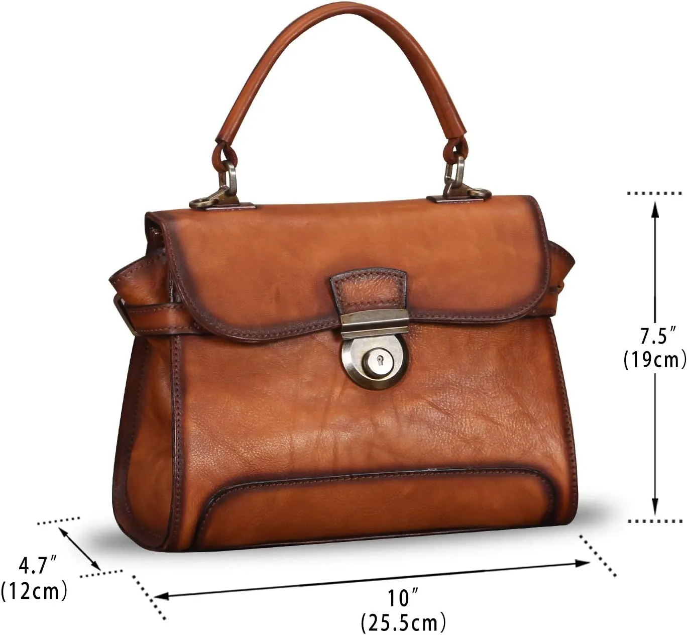 Genuine Leather Purses and Handbags for Women Vintage Real Leather Shoulder Bag Crossbody Purses Satchel Bag with Strap
